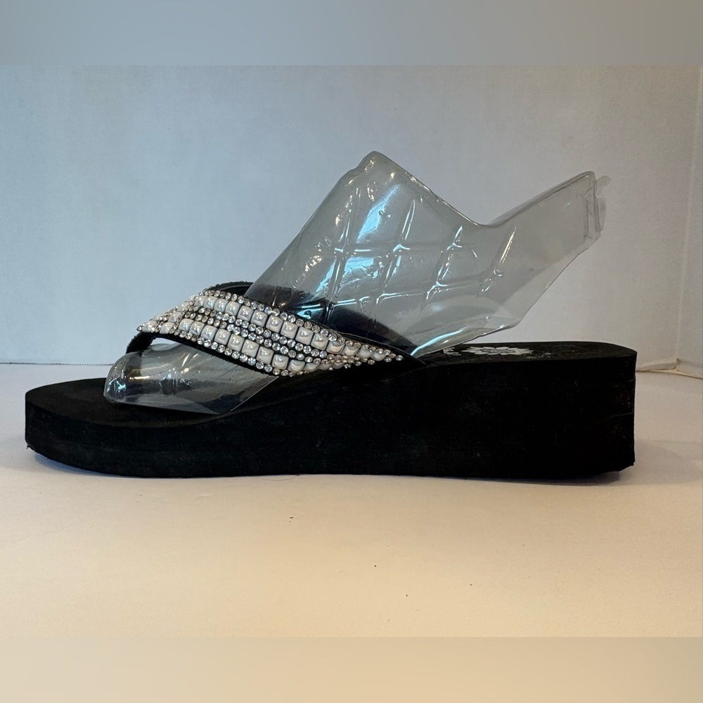 Yellow Box Valence leather beaded flip flops sandals size 7.5 - Picture 2 of 11